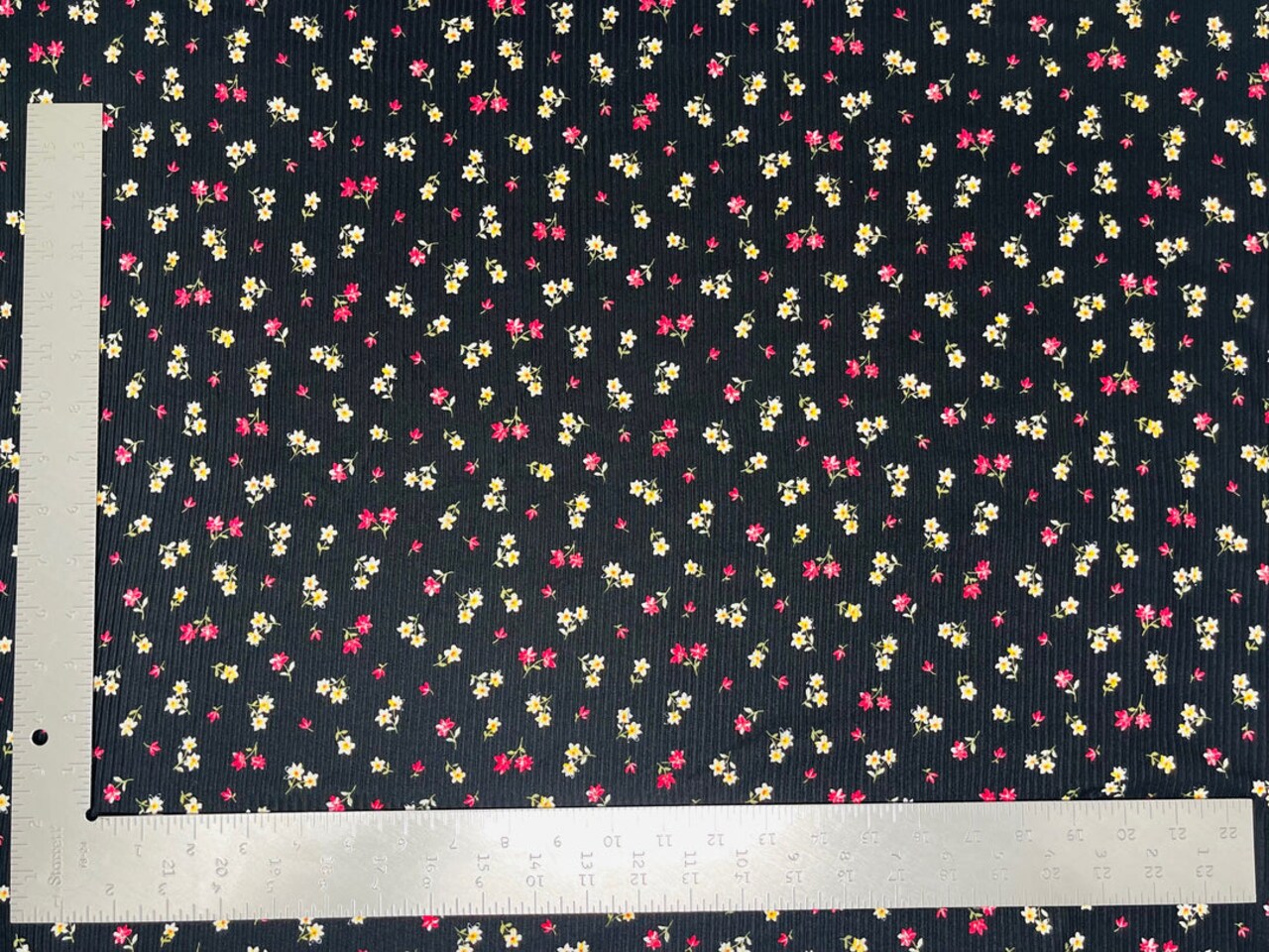 1 Yard 4x2 Brushed Rib Knit Fabric Floral Print Soft Stretch 58"-60" Width